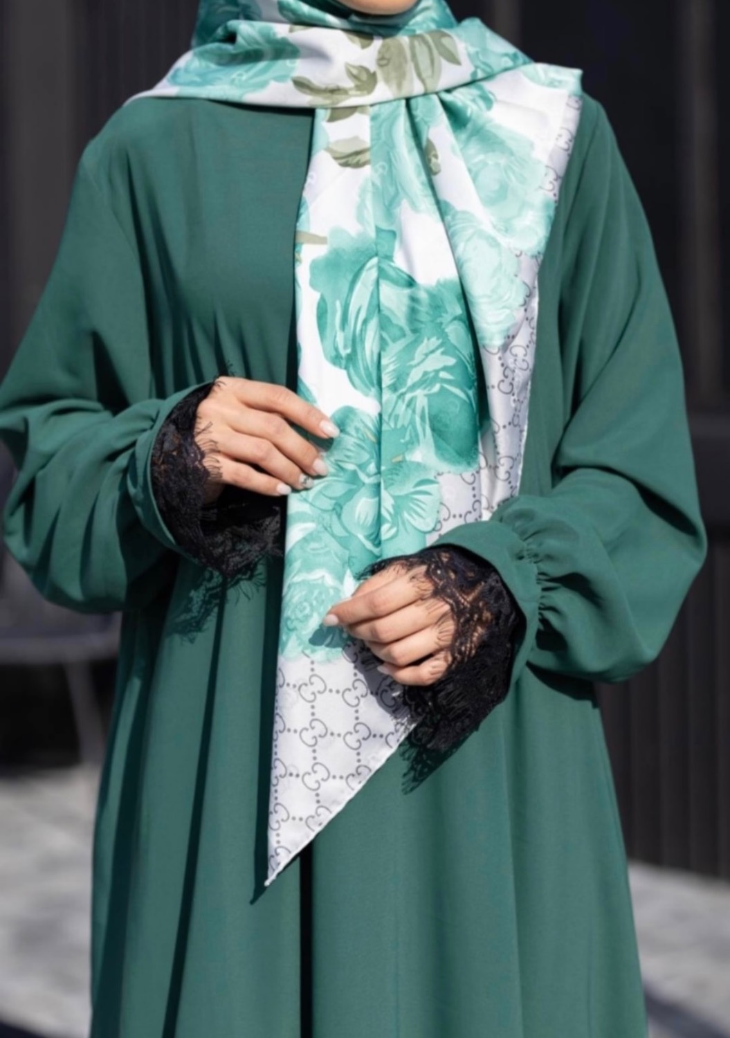 عبای زنانه صدف سبز سوپر الیزه شیک