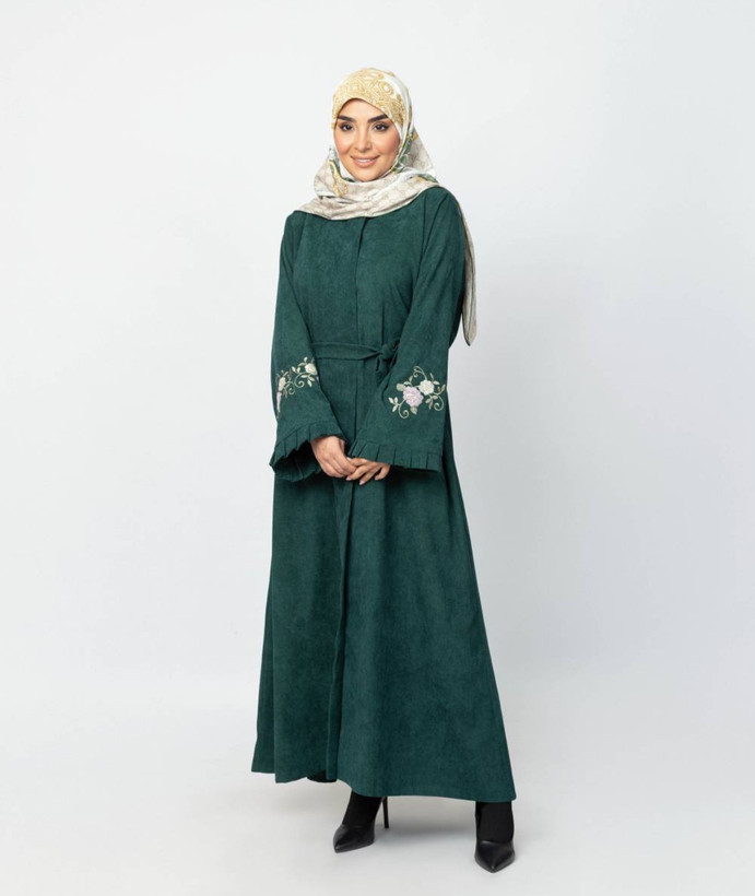 عبای زرین زنانه با پارچه مخمل کبریتی