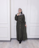 عبای پاییزه مخمل کبریتی زنانه کمربنددار