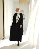عبای پاییزه مخمل کبریتی زنانه کمربنددار