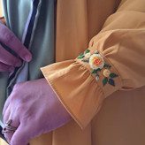 مانتو عبایی سه گل با گلدوزی برزیلی